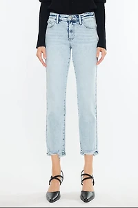 KanCan Women's Essentials Mid Rise Crop Straight Jeans Pam