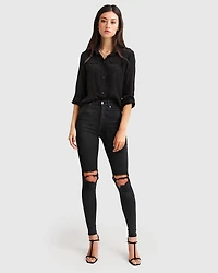 Belle & Bloom Womens Eclipse Rolled Sleeve Blouse