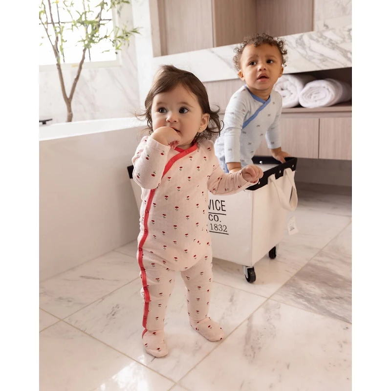 MeMoi Baby Girls "Plant Your Dreams And Grow Happy" Floral Pointelle Footie