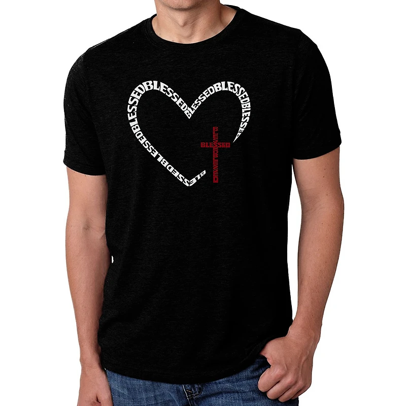 LA Pop Art Men's Cotton-Poly Word T-Shirt - Blessed Heart