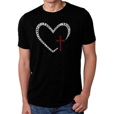 LA Pop Art Men's Cotton-Poly Word T-Shirt - Blessed Heart
