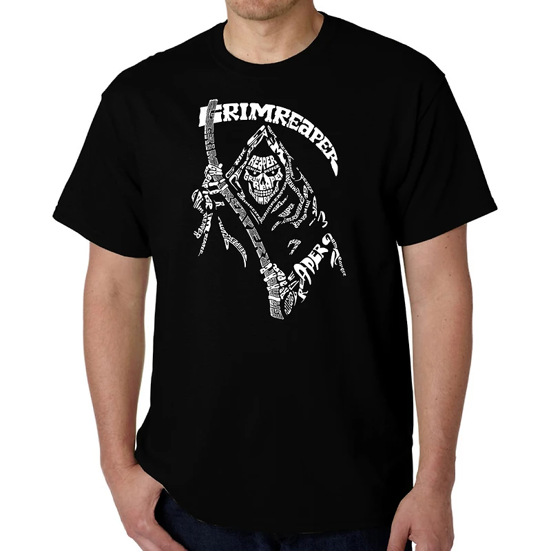 LA Pop Art Men's Grim Reaper Word T-Shirt Short Sleeve