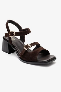 Forever & Always Womens Yolen Leather Block Heel Sandal