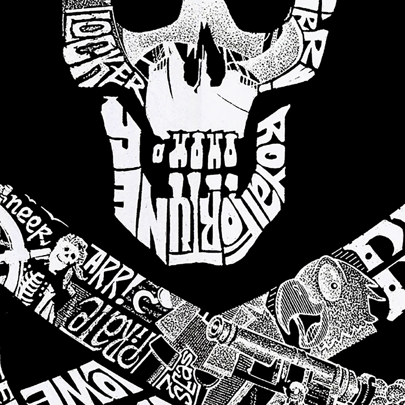 LA Pop Art Men's Pirate Word T-Shirt - Crew Neck, Short Sleeve