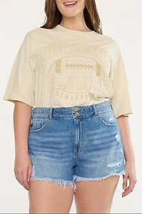 KanCan Women's Plus High Rise Mom Shorts Adelia