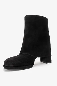 Forever & Always Womens Lore Leather Block Heel Boots