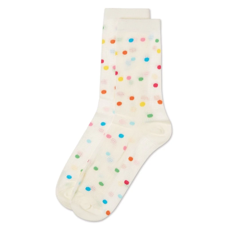 MeMoi Women's Openwork Dotted Crew Socks