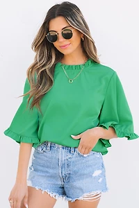 Threaded Pear Women's Holland Frilly Half Sleeve Blouse