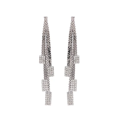 AGP PARIS Womens Square Stone Chain Drop Earrings