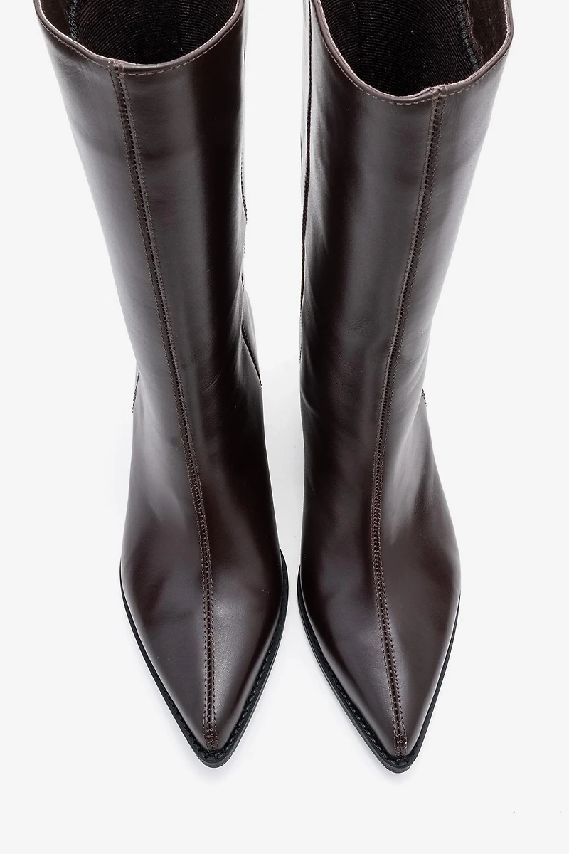Forever & Always Womens Juana Leather Pointed Toe Boot