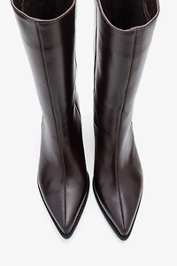 Forever & Always Womens Juana Leather Pointed Toe Boot