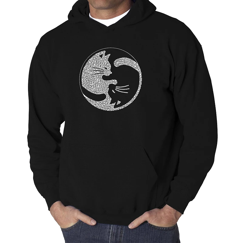 LA Pop Art Yin Yang Cat - Men's Word Hooded Sweatshirt
