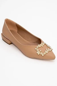 Prologue Shoes Womens Ghent Pearl Embellished Ballet Flat