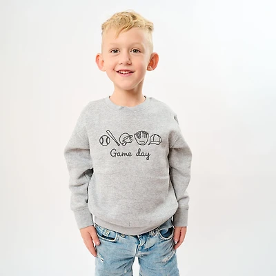 The Juniper Shop - Embroidered Baseball Game Day Icons Youth Graphic Sweatshirt