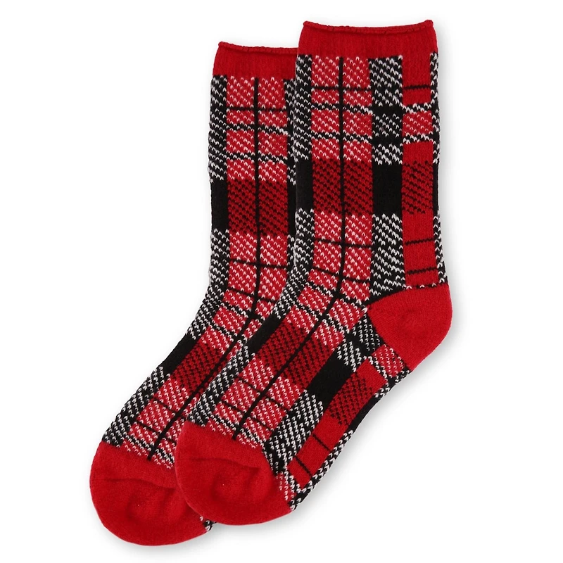 MeMoi Women's Plaid Buttersoft Cozy Crew Socks