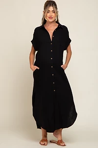 PinkBlush Womens Olive Button Down Maternity Midi Dress