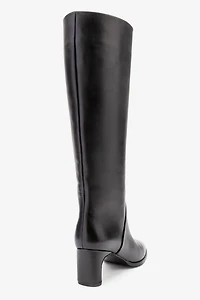 Forever & Always Womens Taly Leather Block Heel Knee High Boots
