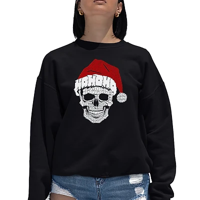 LA Pop Art Santa Skull - Women's Word Crewneck Sweatshirt