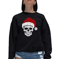 LA Pop Art Santa Skull - Women's Word Crewneck Sweatshirt