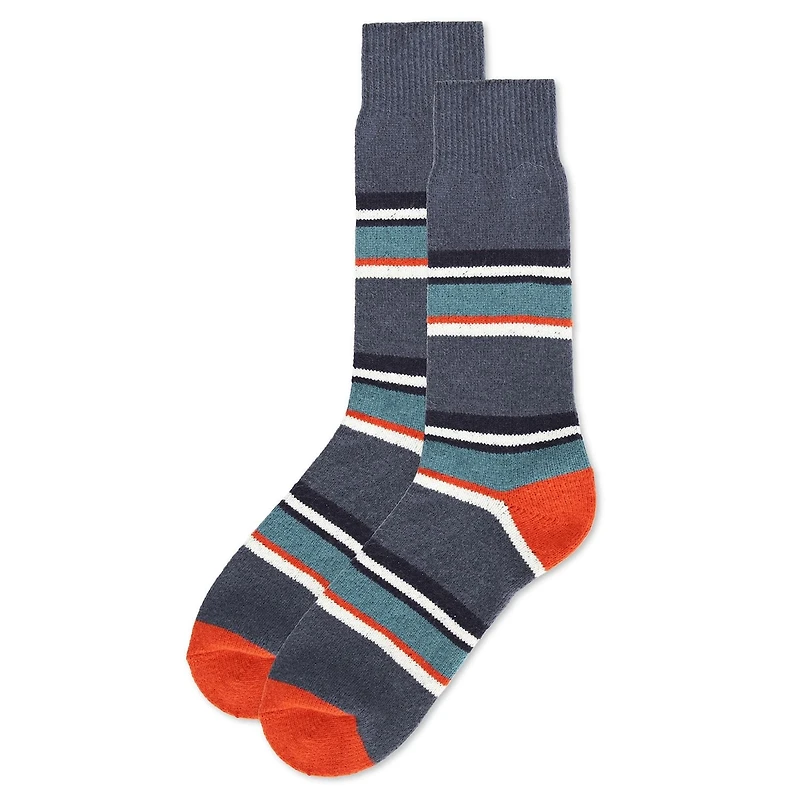 MeMoi Men's Stripe Buttersoft Cozy Crew Socks
