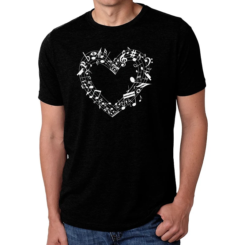 LA Pop Art Men's Cotton-Poly Word T-Shirt - Sheet Music Heart