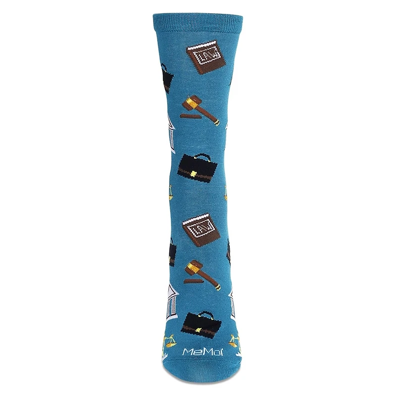 MeMoi Women's Law N Order Bamboo Crew Socks