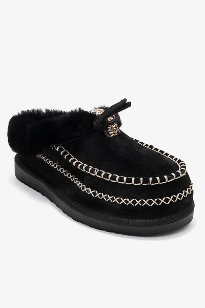 Forever & Always Womens Noriel Leather Moccasin Slippers