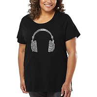 LA Pop Art Women's Plus Word T-Shirt - 63 DIFFERENT GENRES OF MUSIC