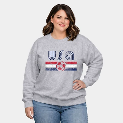 Simply Sage Market - Women's Plus Sized Graphic Sweatshirt USA Soccer Flag