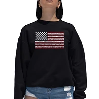 LA Pop Art 50 States Usa Flag - Women's Word Crewneck Sweatshirt