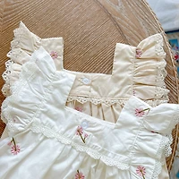 MyKids-USA Baby Girls Floral Print Ruffle Design Square-Collar Summer Cotton bodysuit