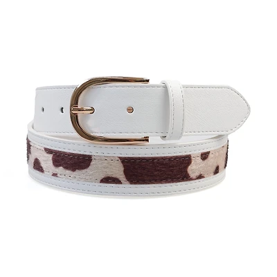 AGP PARIS White Dual Pattern Snake Print Women's Belt