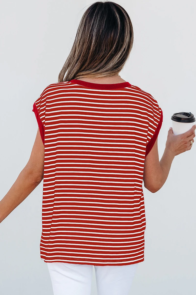 Threaded Pear Women's Annika Stripe Round Neck Tank Top