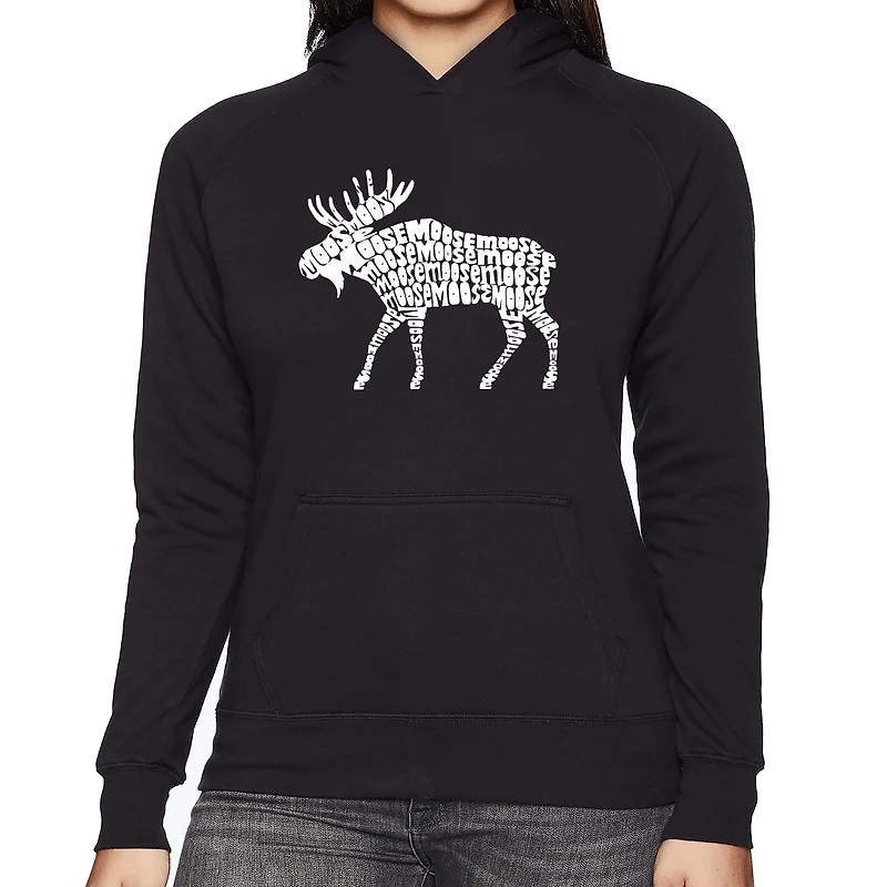 LA Pop Art Moose - Women's Word Hooded Sweatshirt