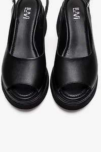 Forever & Always Womens Laure Leather Wedge Sandals
