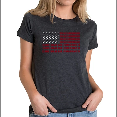 LA Pop Art Women's Cotton/Poly Blend Word TShirt - God Bless America