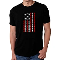 LA Pop Art Men's Cotton/Poly Blend Word T-Shirt - Skull Flag