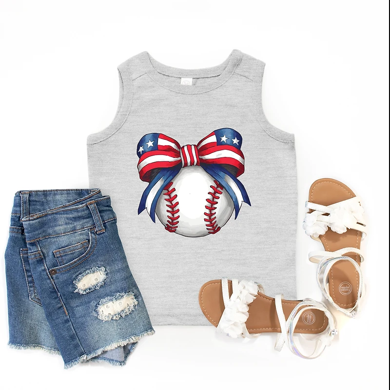 The Juniper Shop - Coquette Patriotic Baseball Youth Tank Top