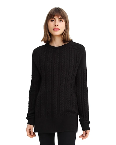 Belle & Bloom Womens At Last Cable Knit Jumper with Slit