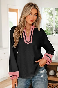 Threaded Pear Women's Siya Long Sleeve Blouse Top