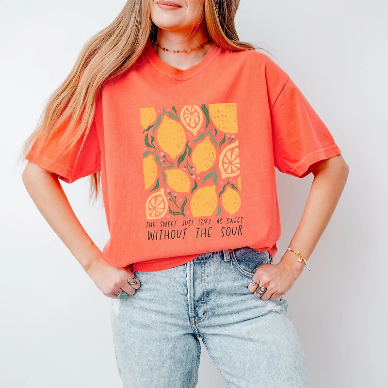Simply Sage Market - Boho Lemon Sweet Without Sour Women's Garment Dyed Graphic T-Shirt