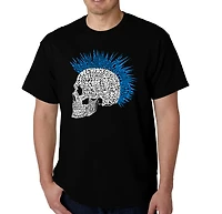 LA Pop Art Men's Word T-Shirt - Punk Mohawk Crew Neck, 100% Cotton, Regular Fit, Short Sleeve, Made Honduras