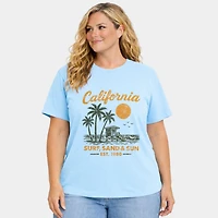 Simply Sage Market - California Surf, Sand & Sun Women's Plus Sized Garment Dyed Graphic T-Shirt