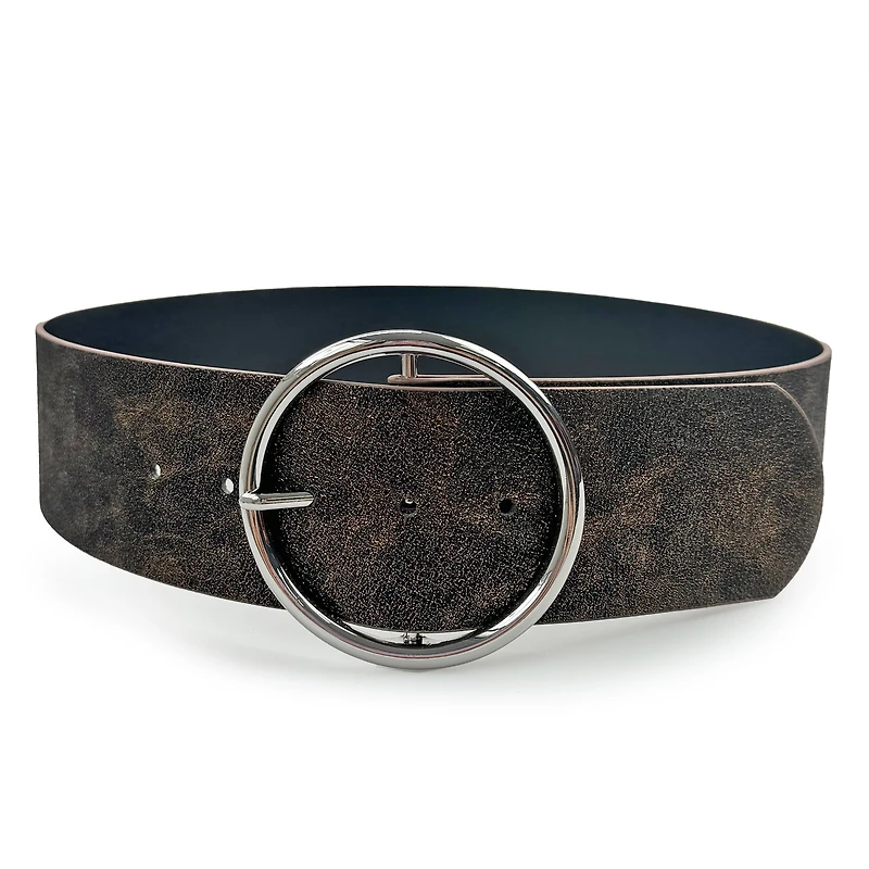 AGP PARIS Brown Round Buckle Women's Belt