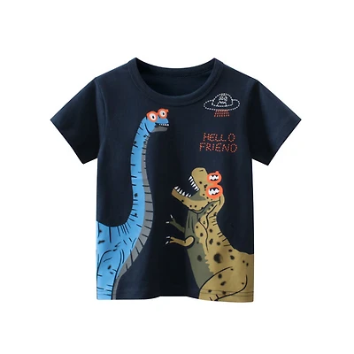MyKids-USA Baby Boy Dinosaur Print Round Collar Short-Sleeved Tee Shirt Summer