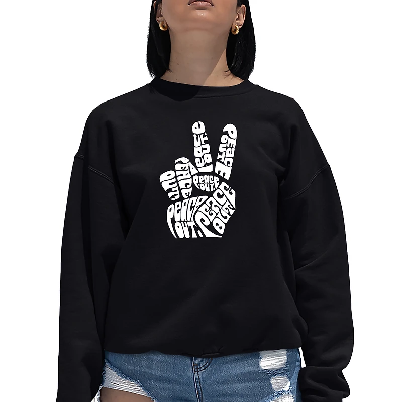 LA Pop Art Peace Out - Women's Word Crewneck Sweatshirt