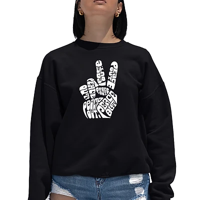 LA Pop Art Peace Out - Women's Word Crewneck Sweatshirt