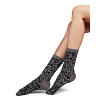 MeMoi Natori Animal Print Cashmere Blend Crew Socks