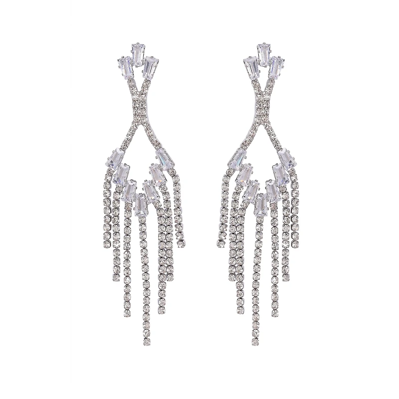 AGP PARIS Womens Elegant Sparkling Chain Drop Earrings