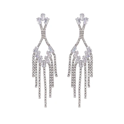 AGP PARIS Womens Elegant Sparkling Chain Drop Earrings